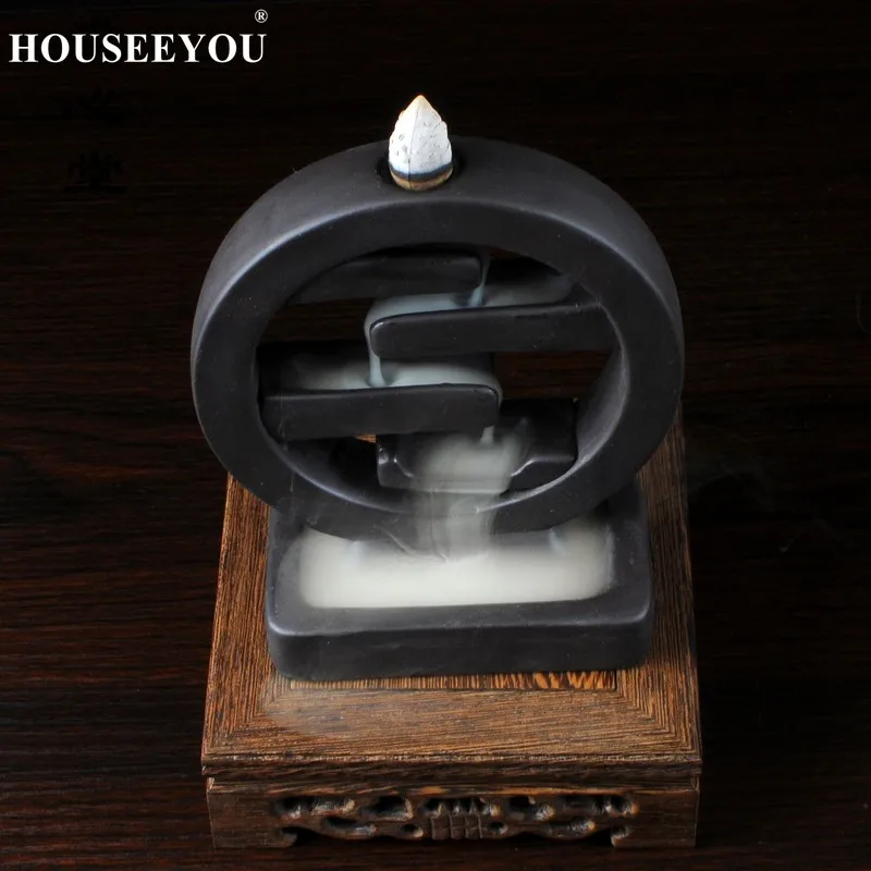Houseyou квадратный благовоний керамический обратный поток благовония горелка
