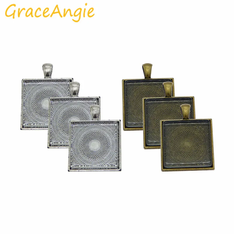 GraceAngie 2 комплекта квадратная металлическая база из старинной бронзы