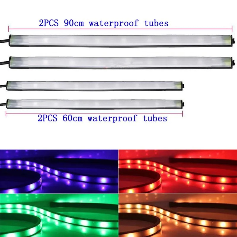 4 шт. гибкая светодиодная лента для управления автомобилем декоративная RGB под