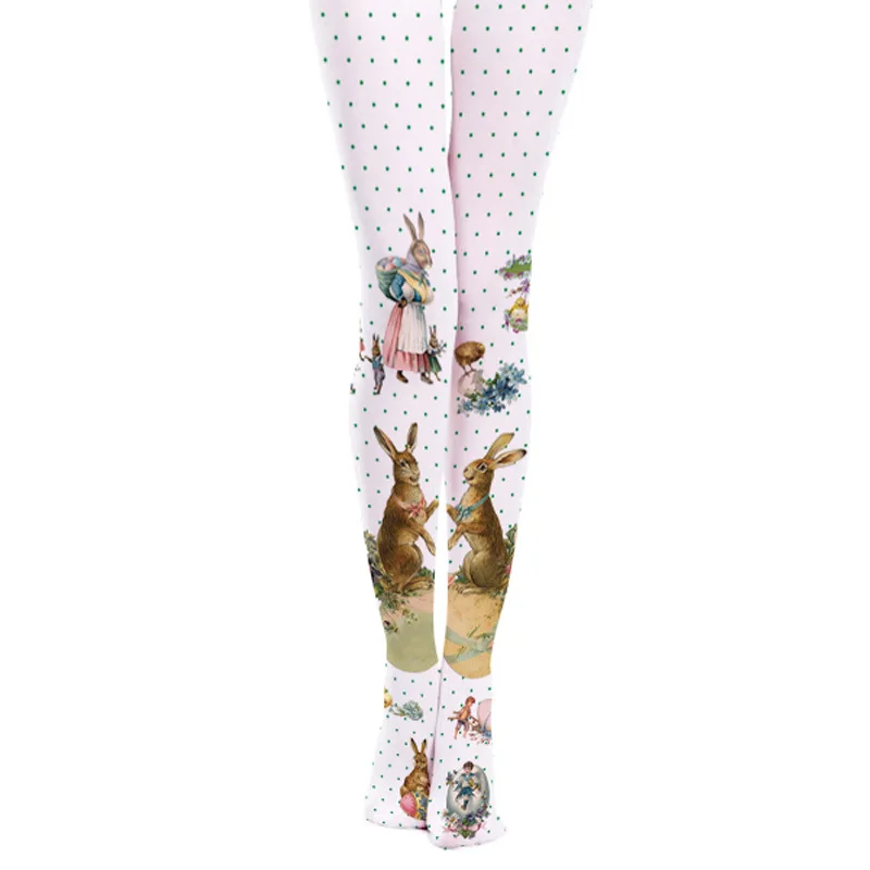 Милые белые Колготки с рисунком кролика и яйца|pantyhose white|pantyhose printedpantyhose cute |