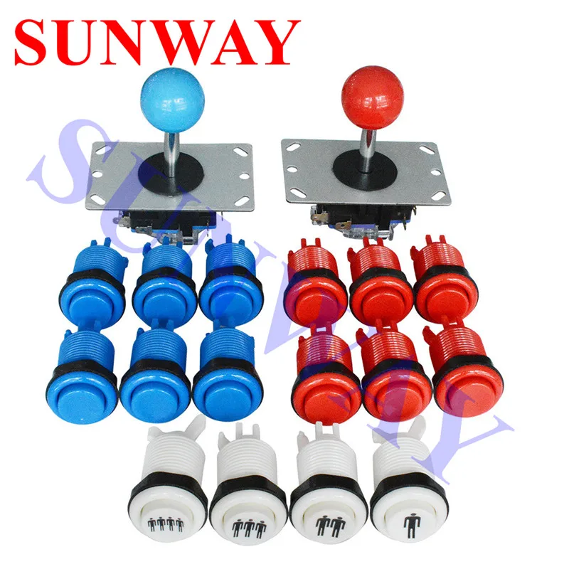 

Детали для аркадных игр, набор «сделай сам» с 2 джойстиками Sanwa + 16 нажимными кнопками в американском стиле с микропереключателем