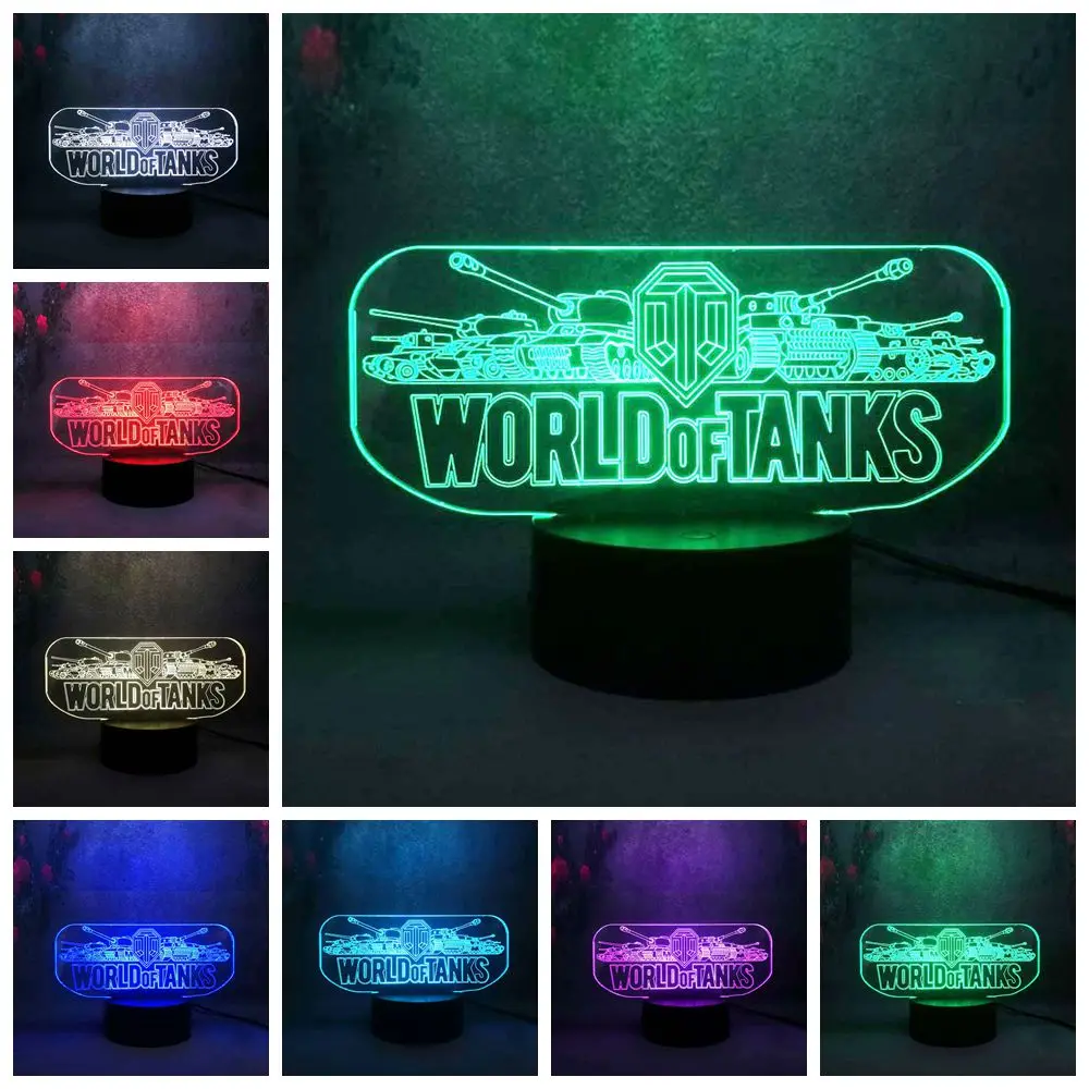 Go Game World OF Tanks Battla 7 цветов меняющий свет украшение для детской спальни ночник 3D USB