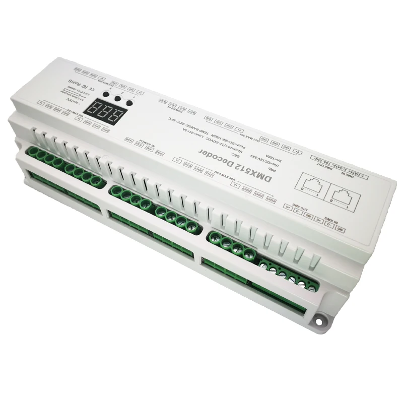 DMX512 декодер DC12V-24V 5А* 24CH Max 120A 2880 Вт выход RGB/RGBW декодер полосы RJ45 подключить светодиодный экран 24 канала DMX декодер