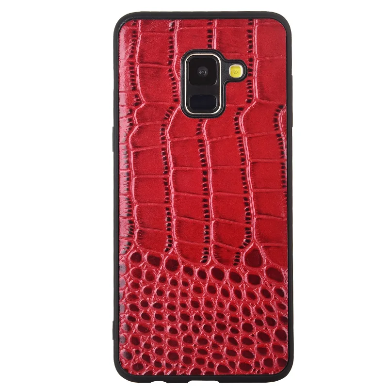 Красный Чехол для Samsung Galaxy A8 A530F для карт и узором «крокодиловая кожа» Натуральная кожа задняя крышка чехол для Samsung Galaxy A8 Plus A730F - Цвет: Красный