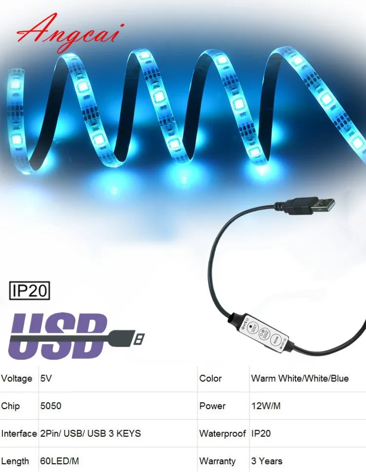 12 Вт/м/60 светодиодный цветной ТВ ПОДСВЕТКА светодиодные полосы USB 5 в 5050/2835/3528 SMD 50 см Смола гибкий теплый белый синий красный зеленый