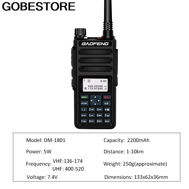 Baofeng DM 1801 двухдиапазонный двойной слот DMR цифровой/аналоговый 2Way радио 136 174/400 470