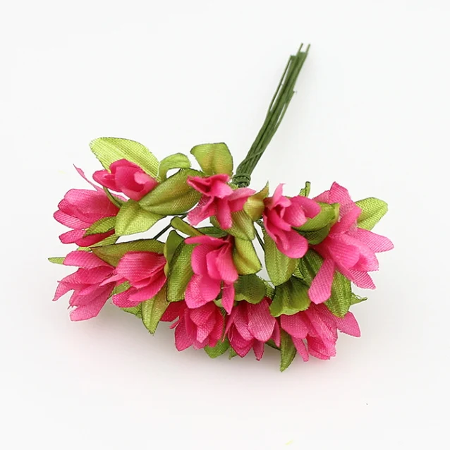 Fuschia 1,5 см Fabirc искусственные цветки вишни цветы для свадебного украшения/шелковые цветы для венка скрапбукинг(144 шт./лот - Цвет: Fuschia