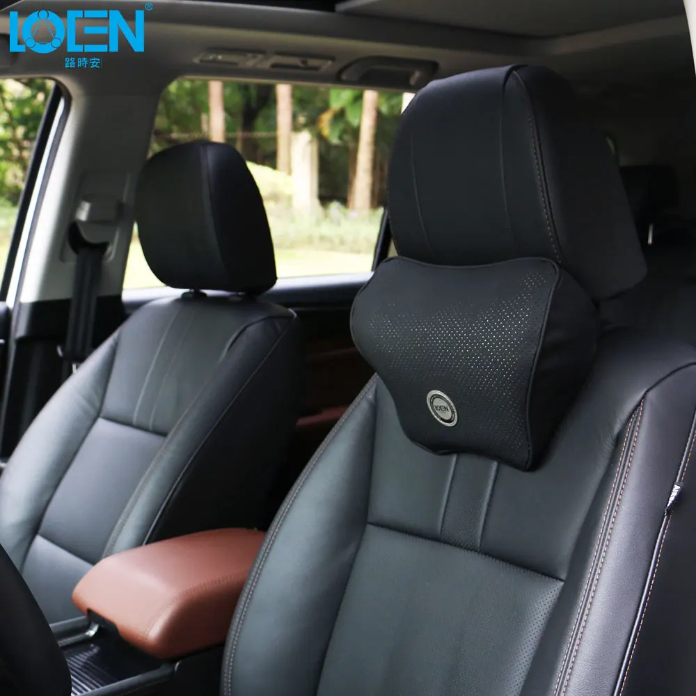 

LOEN Memory Cotton Butterfly Shape Car Neck Pillow Support For Automobile PU Leather Black Gray Headrest for BMW Nissan