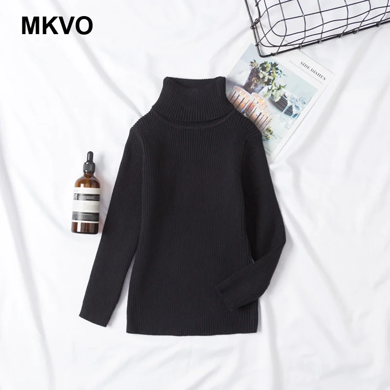 Корейский осенне-зимний свитер с высоким воротником для маленьких девочек