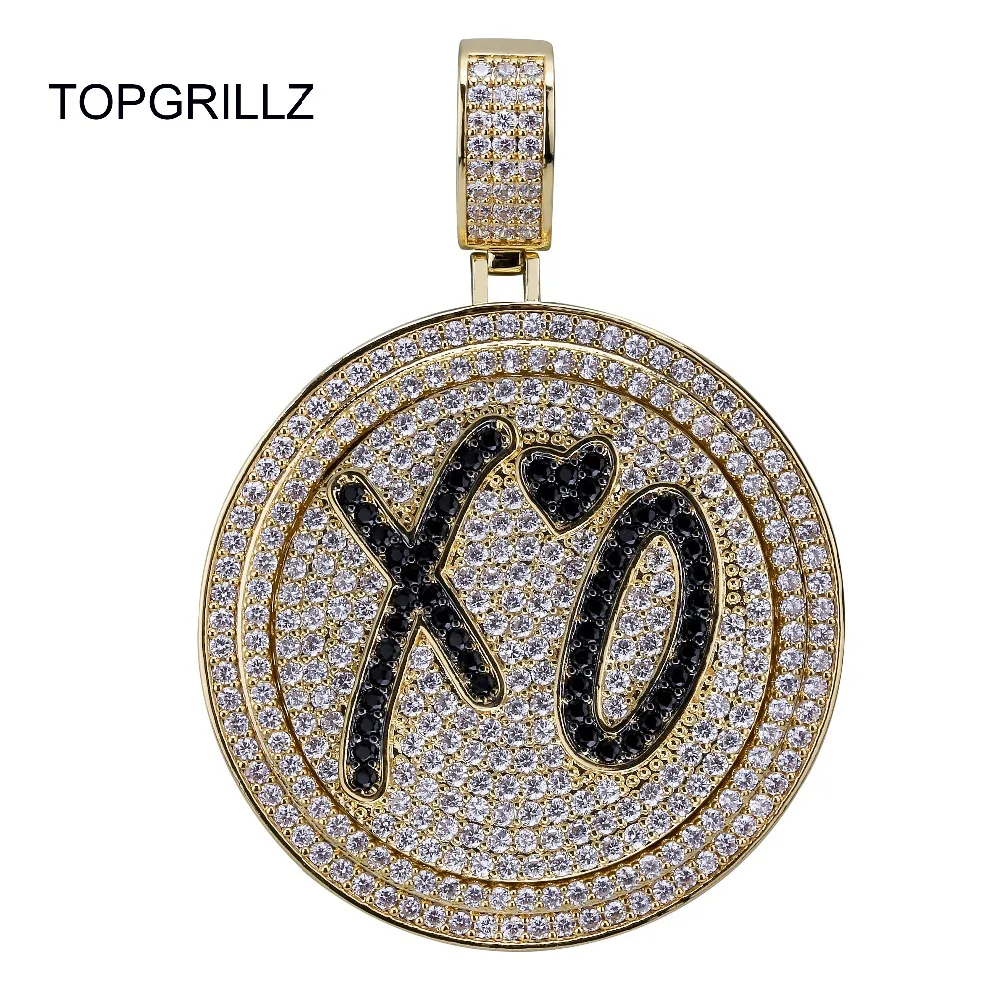 Фото Новинка TOPGRILLZ XO подвеска-Спиннер, колье, хип-хоп/панк, золотые Серебристые цепи для мужчин, CZ ювелирное изделие в подарок с подвесками №1
