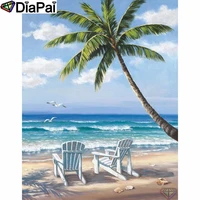 diapai diamond painting 5d diy 100 full squareround drill seaside chair tree diamond embroidery cross stitch 3d decor a24486