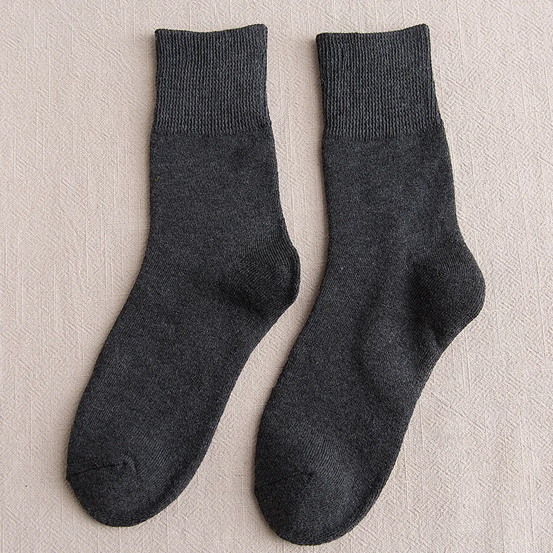 dark Gray Осень и зима чистый цвет утолщенной теплой шерсти кольцо носки для мужчин Подарки для мужчин - Цвет: dark Gray