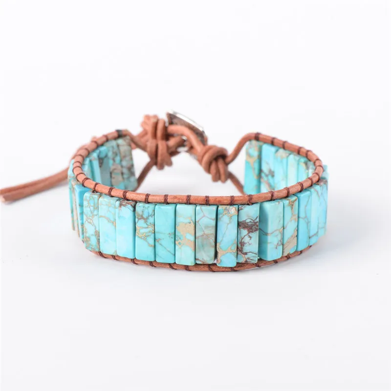 

Fashion Boho Natural Stone Wrap Bracelet Chakra Bracelet Dropshipping Single Leather Wrap Bracelet Power Bracelet Handmade