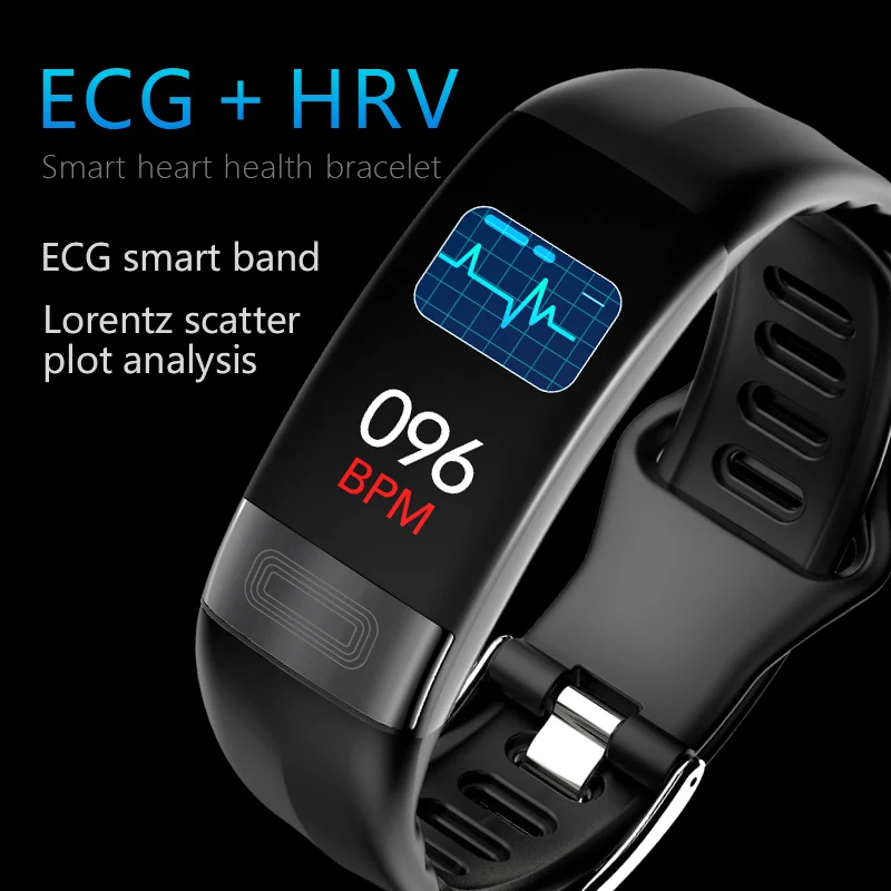 

P11 Smart Bracelet Heart Rate Blood Pressure ECG Health Index Detection Call Message Reminder IP67 Waterproof Fitness Sport Band