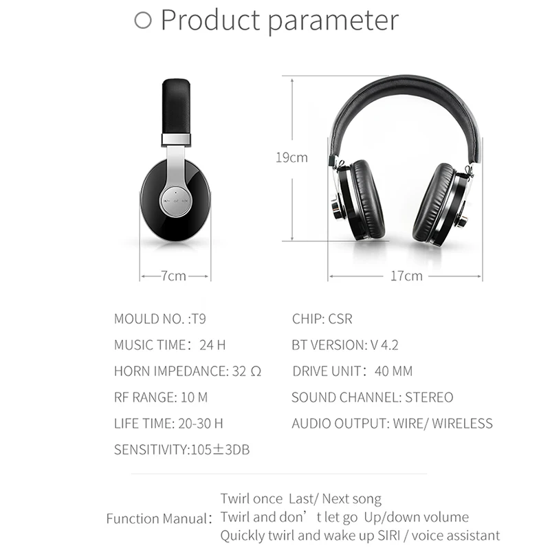 T9 Bluetooth наушники с активным шумоподавлением портативная беспроводная гарнитура и музыка с голосовым управлением