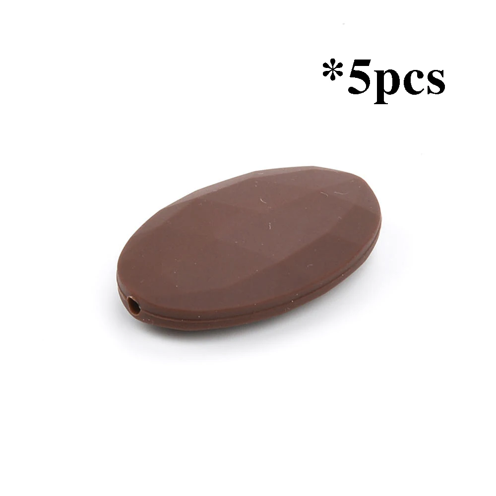 chocolate LOFCA 5 шт. плоские овальные бусины для прорезывания зубов Силиконовые Детские Прорезыватели для кормления diy жевательные Бисероплетение жемчужное ожерелье ювелирные изделия - Цвет: chocolate