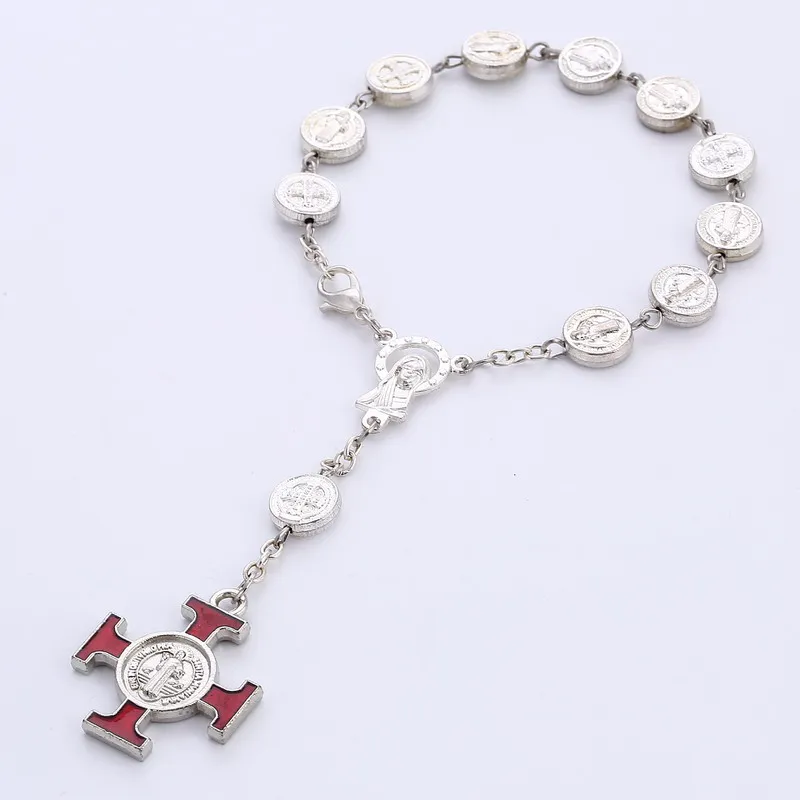 Браслет посеребренный регулируемый под старину с бусинами 9 мм|rosary bracelet|catholic