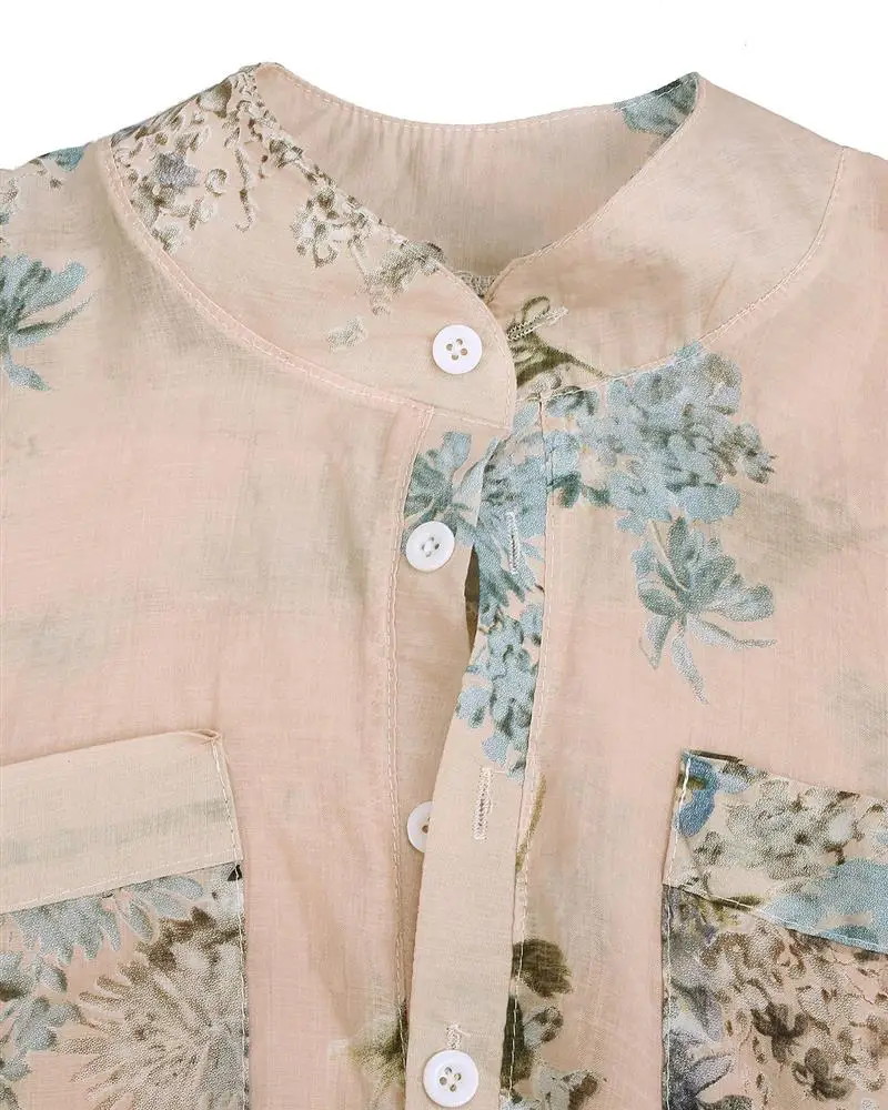 Женские Длинные Блузки топы новинка 2016 повседневные льняные рубашки с цветочным