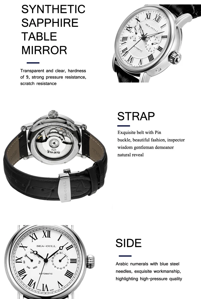Genuine Seagull watch men 819.11.5126 Automatic Mechanical Men's Watch Self Winding date and week display