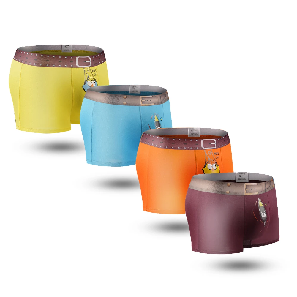 Мужские трусы-боксеры с героями мультфильмов 4 шт. Лайкровые семейные трусы