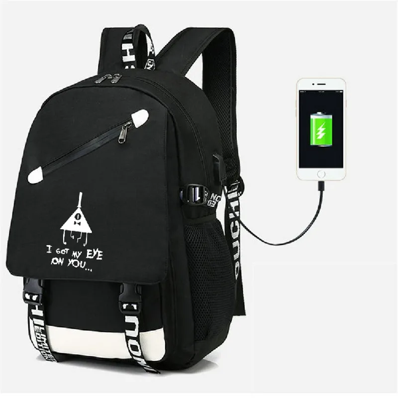 Style 1 Рюкзак Гравити Фолз, рюкзак с USB портом, дорожная школьная сумка, USB модная Подростковая Повседневная сумка для ноутбука - Цвет: Style 1