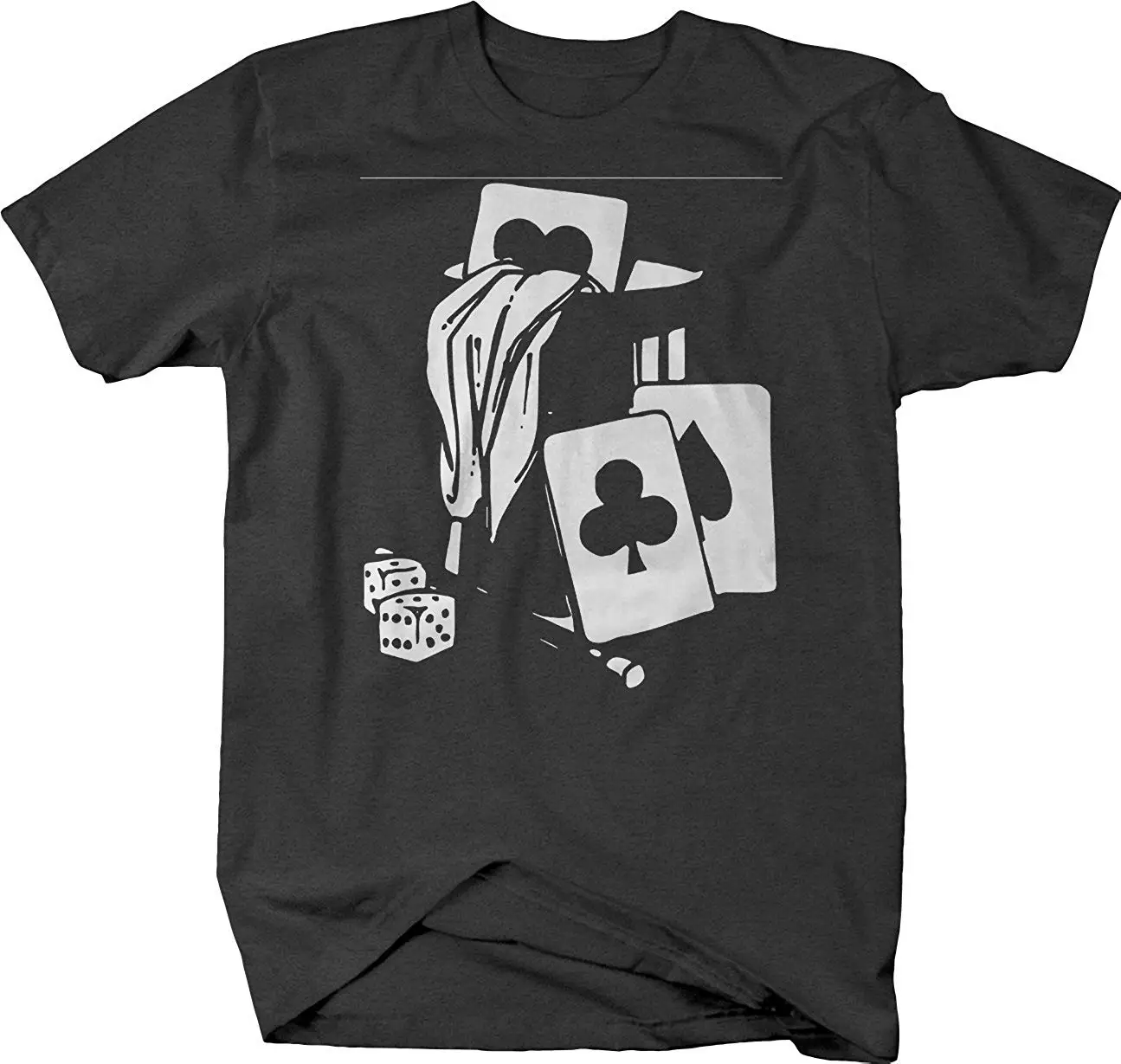 

Novelty Inc Card Tricks Dice Poker Gambling T-Shirt 2018 Fashion Short Sleeve Black T Shirt Print Tee Shirts