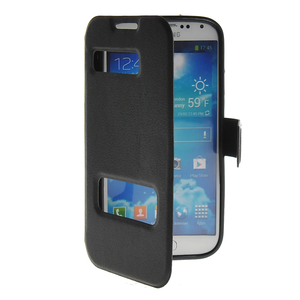 Двойные окно из искусственной кожи 5.0For samsung Galaxy S4 чехол для samsung Galaxy S4 I9500 I9505 I9508 чехол для задней панели сотового телефона чехол