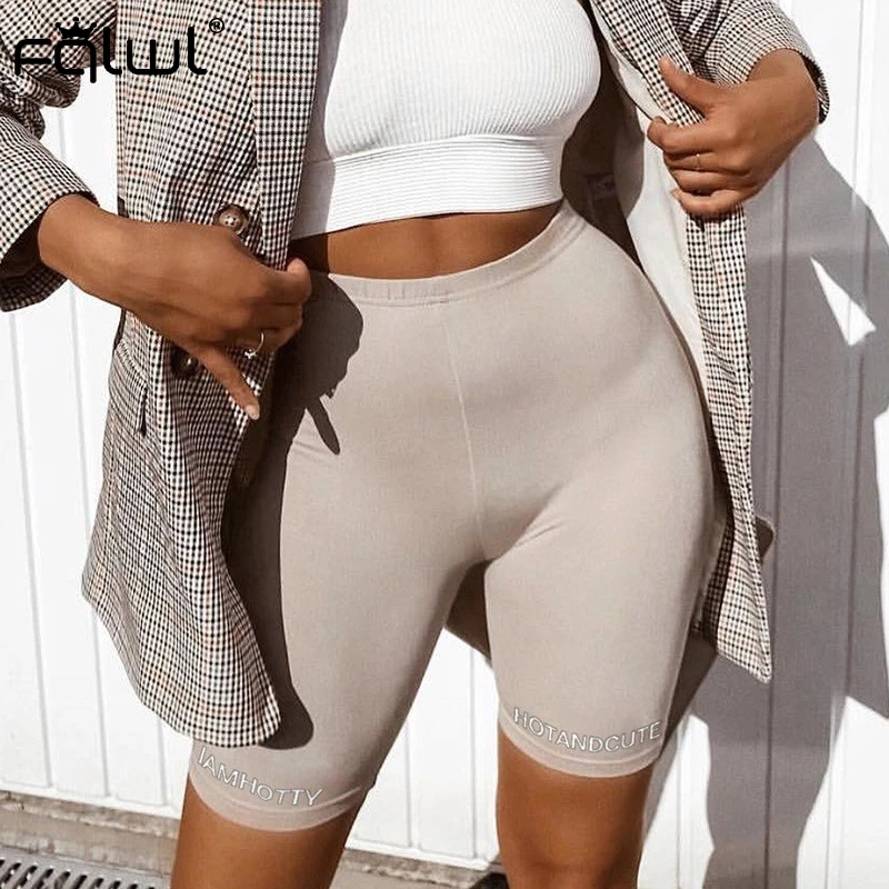 FQLWL велосипедные шорты с высокой талией надписью женские летние цвета хаки для