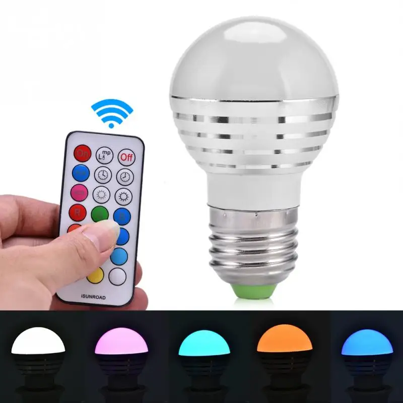 Светодиодная RGB лампа E27 3 Вт меняющая цвет светодиодный светодиодная