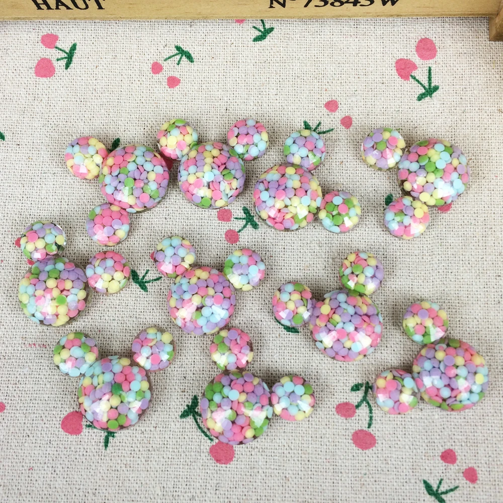 10 штук плоская спина кабошон каваи мультфильм мышь заполнены смолы Стразы DIY Flatback