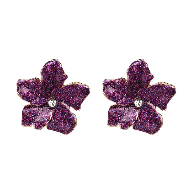Purple JUJIA,, трендовые милые ювелирные серьги-гвоздики для женщин, милые массивные серьги в виде цветка, бижутерия - Окраска металла: Purple