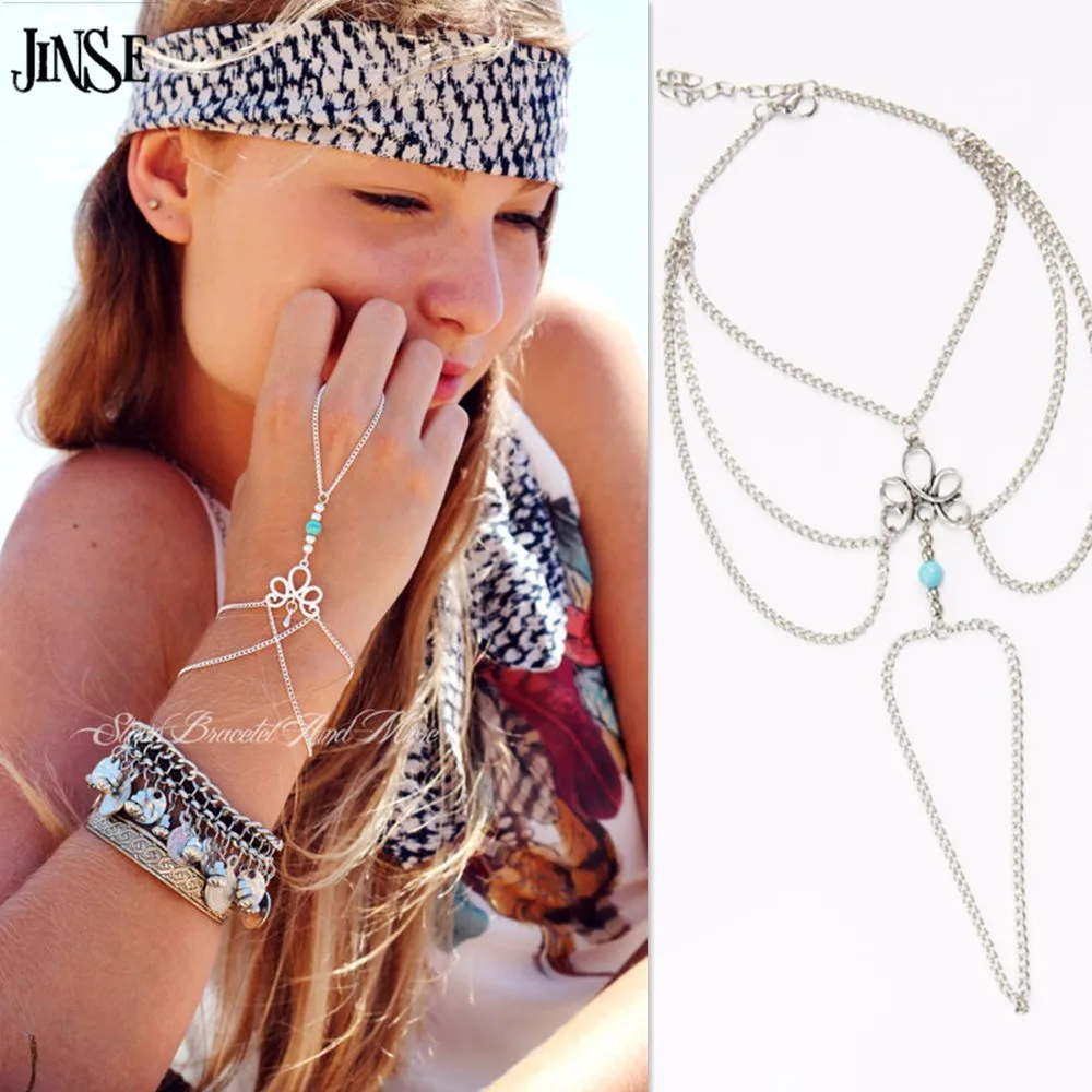 JINSE античный готический женский металлический ручной искусственная пея цепь
