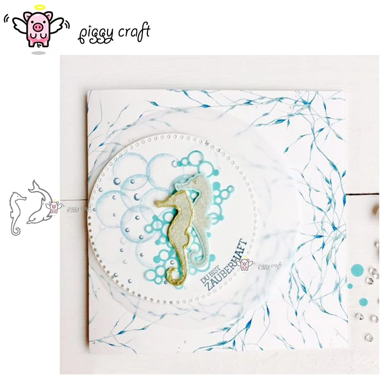 Piggy Craft metal cutting dies cut die mold 2Pcs Seahorse dolphin Scrapbook paper craft knife mould blade punch stencils | Дом и сад
