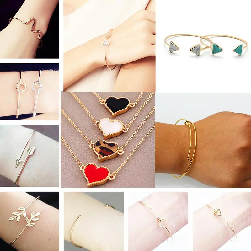 Женский браслет с открытым браслетом модный металлический сердечком в стиле