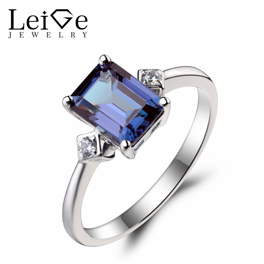 Свадебное кольцо с изумрудами Leige из серебра драгоценными камнями меняющее цвет
