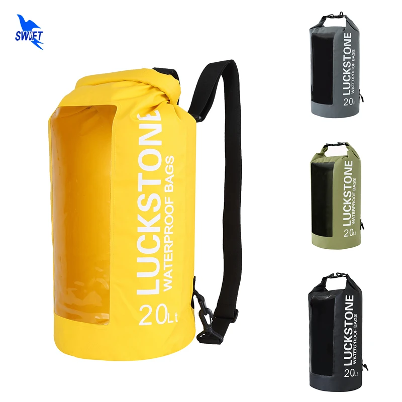 

10-20L Transparent Window Waterproof Bag Dry Bag Outdoor Sport Camping Boating Kayaking Rafting Swimming Pouch Trekking Backpack