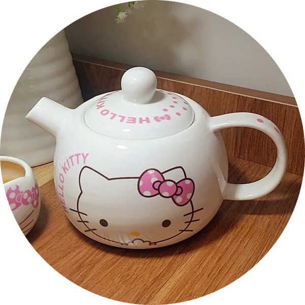 Hello kitty Jindezhen мультфильм керамический s керамический чайник превосходит Восхитительный Прекрасный Кот Набор фарфорового чайника самовар 5 шт