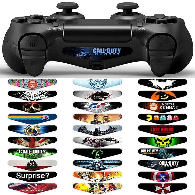 30pcs colorful 30 шт цветастый Своя игра свет бар Защитная пленка для Игровые приставки 4 PS4 светодиодный свет бар крышка переводная картинка водная Стикеры контроллер - Цвет: 30pcs colorful