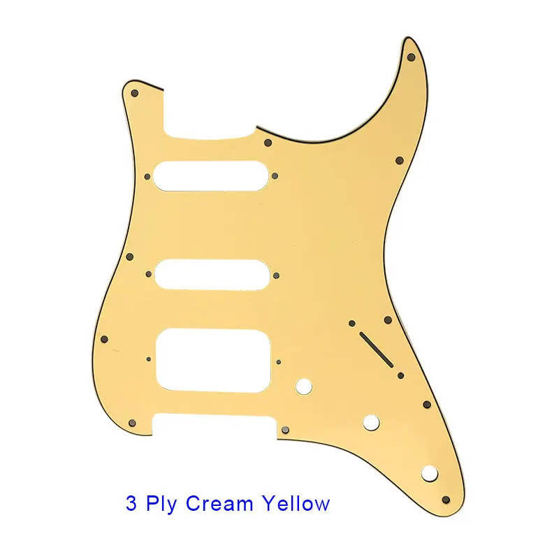3 ply cream yellow Pleroo аксессуары для гитары 11 винтовое отверстие накладки для Fender Stratocaster США/мексиканский стандарт ST HSS гитары ra царапины пластины - Цвет: 3 ply cream yellow