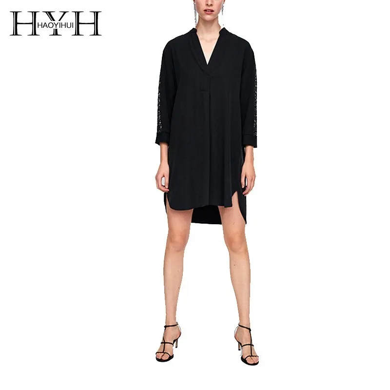 Платье поло с блестками HYH Haoyihui короткое асимметричное платье рукавами три