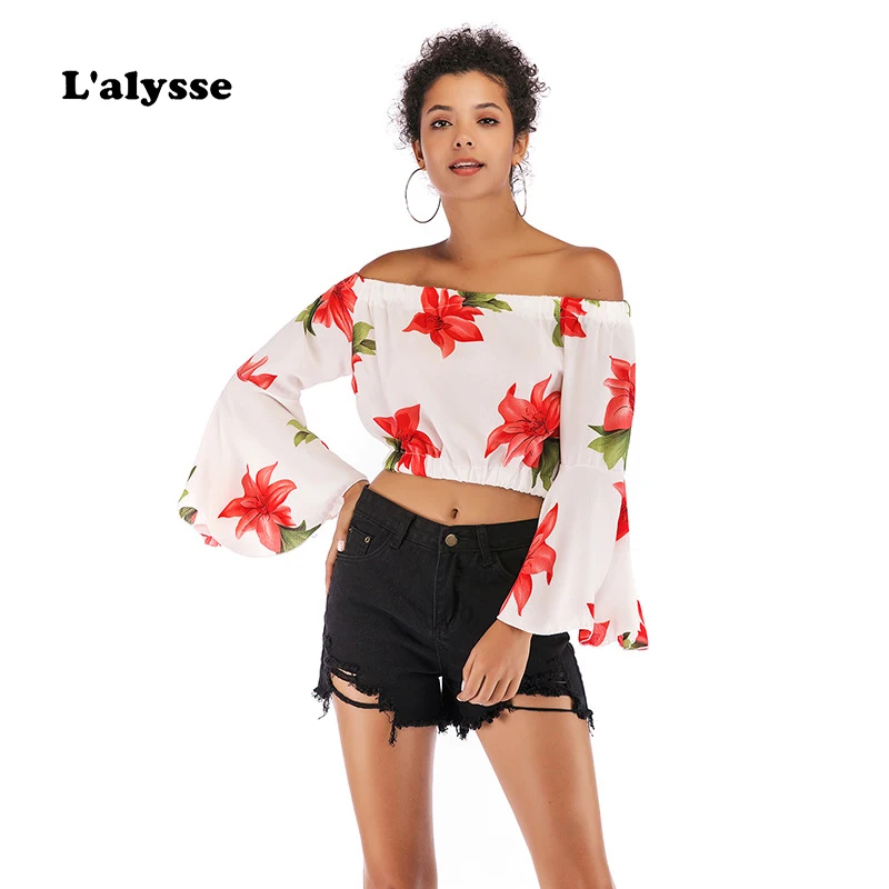 Женская шифоновая рубашка с вырезом лодочкой LALYSSE открытыми плечами и