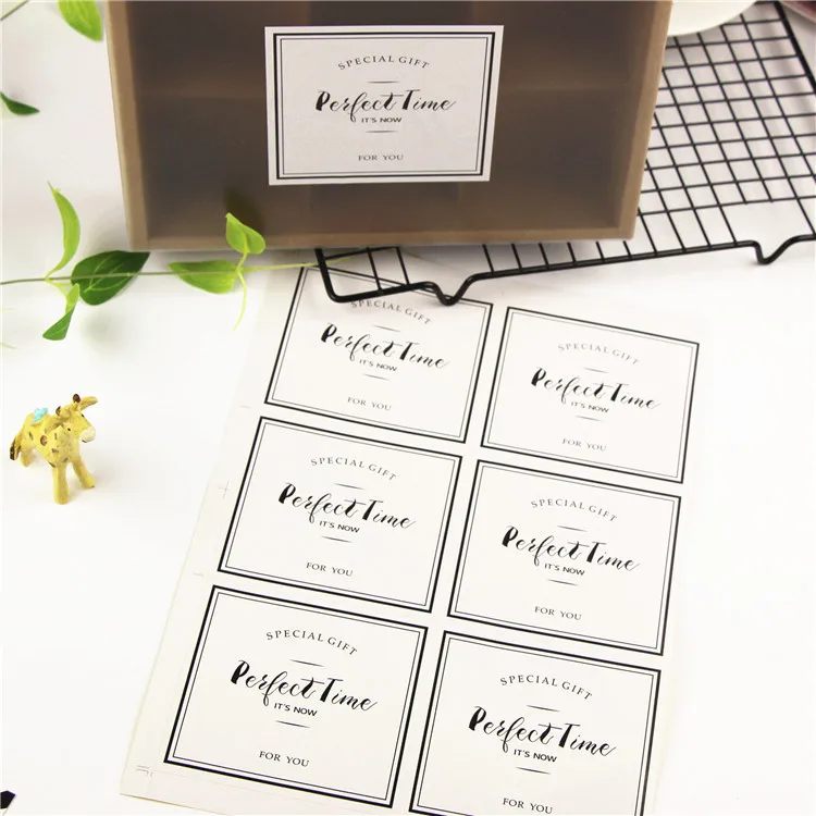 

60Pcs White Rectangle Perfect Time Cake Packaging Sealing Label Kraft Sticker Baking DIY Gift Stickers