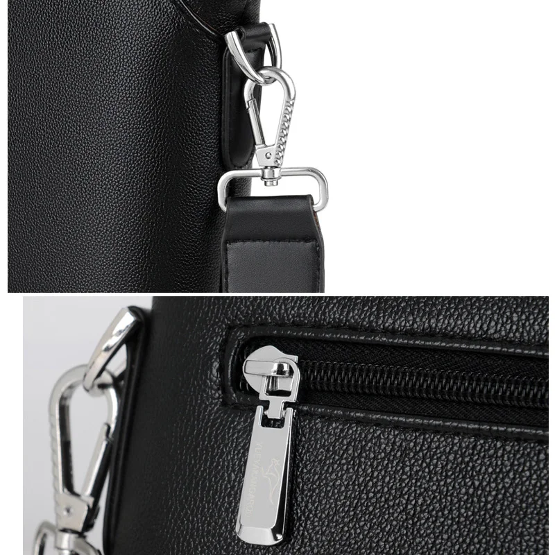 New Men Split Leather Handbag Zipper Business Briefcase Polyester Soft Handle 17 Inches Laptop Bag Man Shoulder bags | Багаж и сумки
