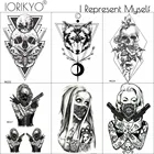 Черные маленькие временные наклейки IORIKYO в стиле панк для девушек, женское тело, руки, Череп, сексуальная поддельная татуировка для мужчин, треугольник, технические принадлежности