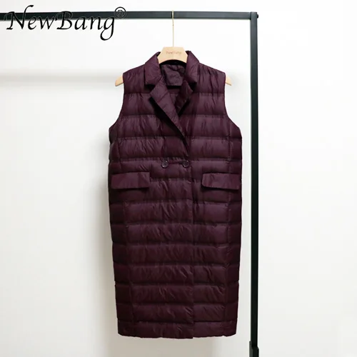 Фиолетовый NewBang M L XL длинный жилет женский светильник пуховые жилеты отложной теплый открытый весна осень - Цвет: Фиолетовый