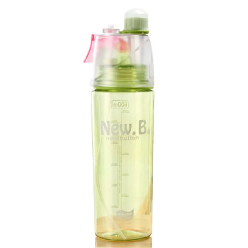 Green 600ML BAISPO 400 мл/600 мл креативная Спортивная бутылка для воды с распылителем портативная Герметичная Бутылка для спорта на открытом воздухе тренажерный зал Пешие прогулки питьевые бутылки - Цвет: Green 600ML