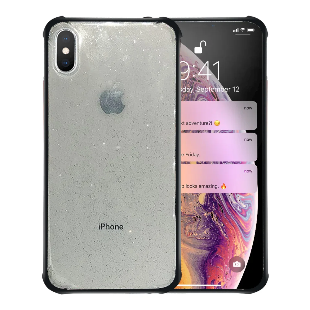 NYFundas 360 ударопрочный блестящий чехол для телефона iphone XR XS MAX прозрачный мягкий