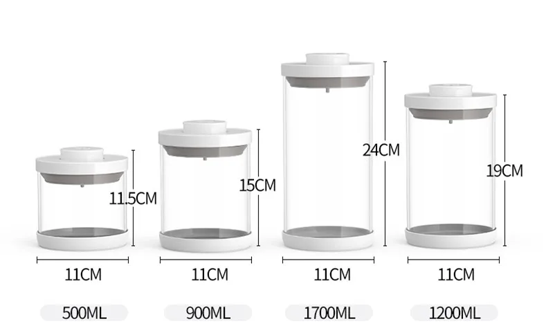 Airtight Food Glass Storage Box with Acrylic Spoon for Use Storing Cookies Sugar Flour Spices and Other Foods