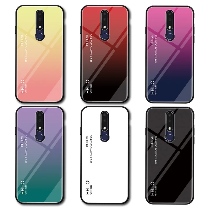 Градиентный чехол из закаленного стекла для телефона Nokia X6 X7 X71 разноцветный 7 1 4 2 3