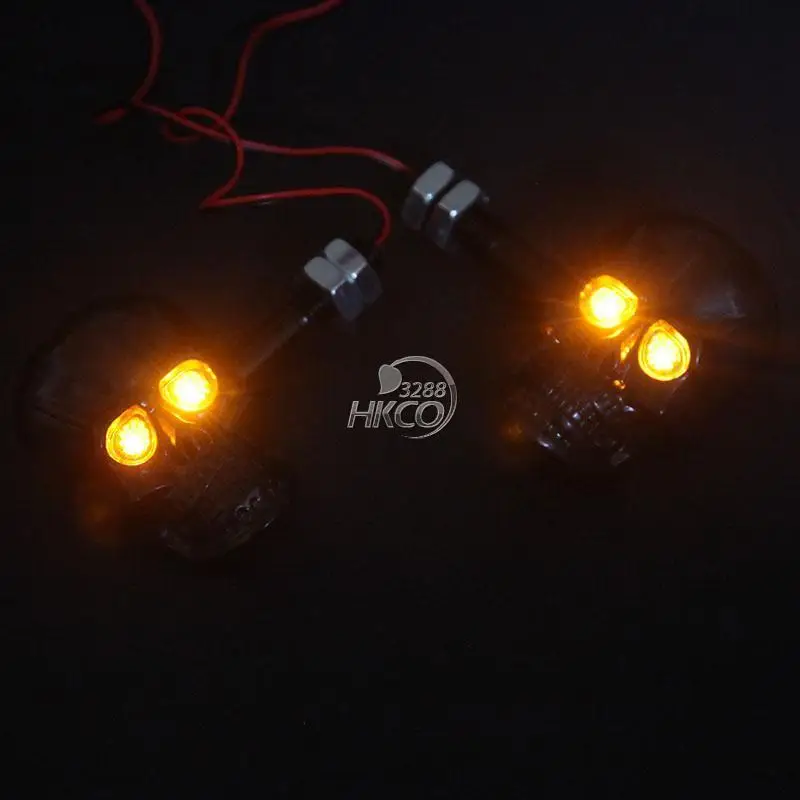 free shipping Black Skull Head Motorcycle Turn Signal Indicator For Yamaha Honda Suzuki Kawasaki Harley Davidson Ducati KTM ... |